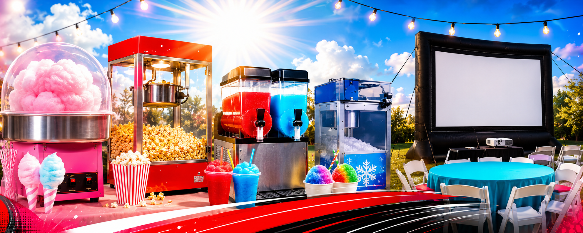 Main Photo of popcorn, cotton candy, slushy