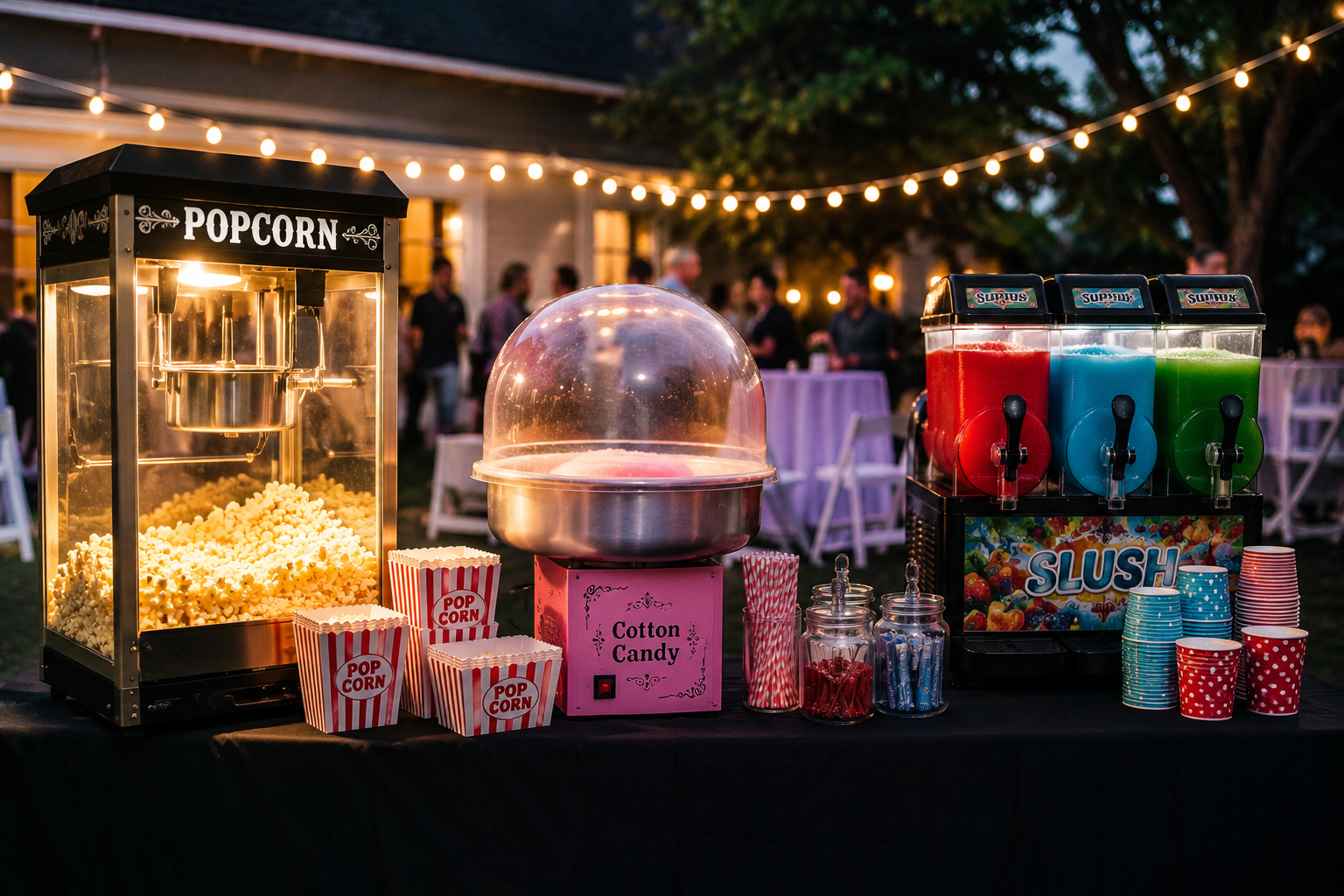 popcorn, cotton candy, slushy machine rentals